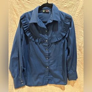 Vintage Blue Ruffled shirt
